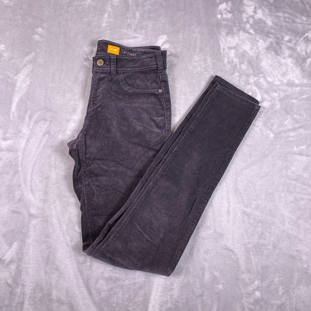 Pilcro and the Letterpress F/Serif Charcoal Gray Corduroy Skinny Pants Size 26*
